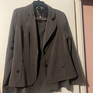 Women's Charcoal Gray Blazer and Skirt Set